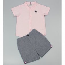 C42016:  Infant Boys Solid Shirt & Chino Short Outfit (2-4 Years)